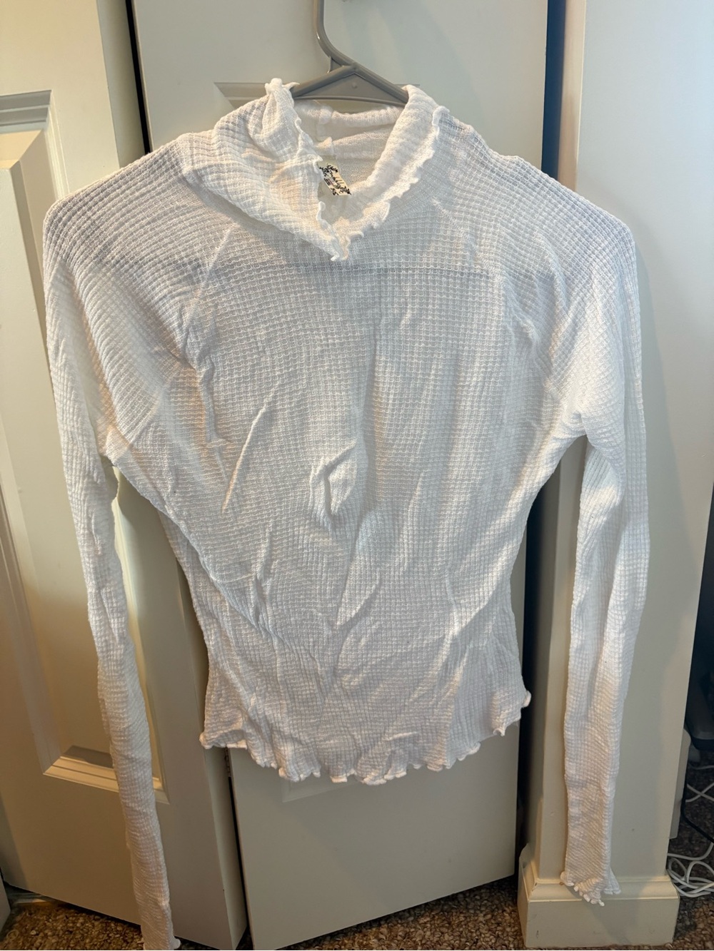 Free people White Ruffle Mock Neck Long-Sleeve Top